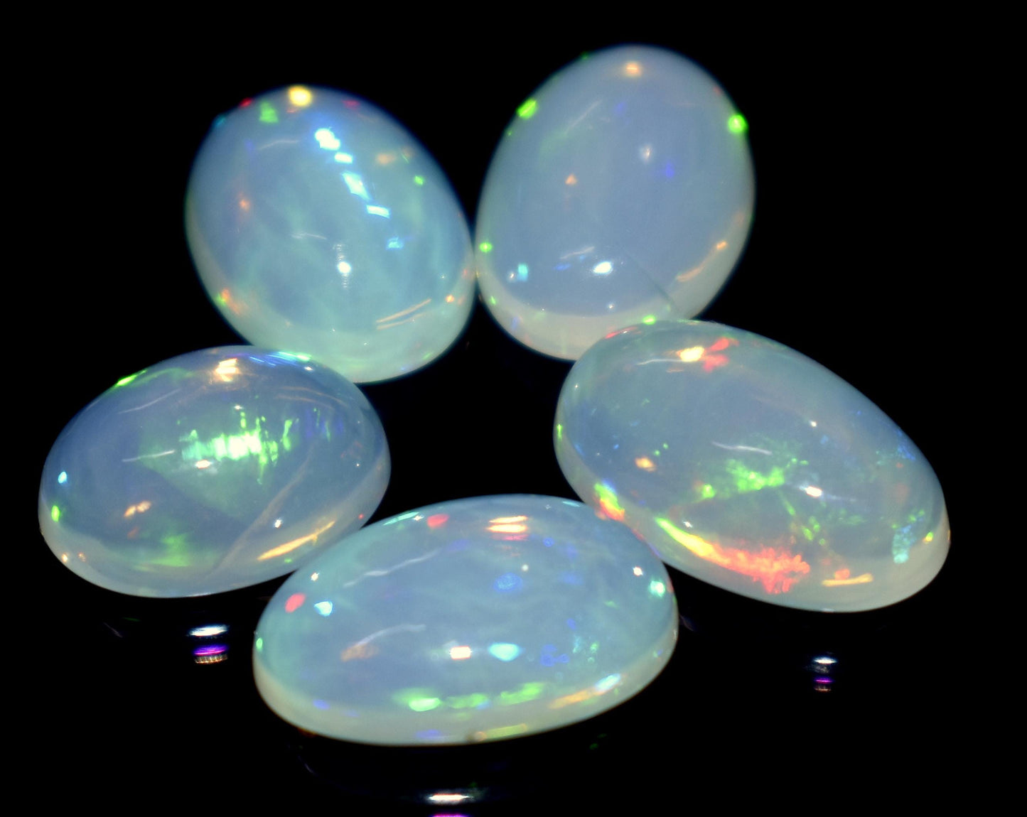 100% Natural Ethiopian Opal, Oval Welo Fire Cabochon Gemstone Lot, 11.20 Carat, Size-13x8x5mm To 11x9x4.5mm , For Jewelry Making, Piece-5