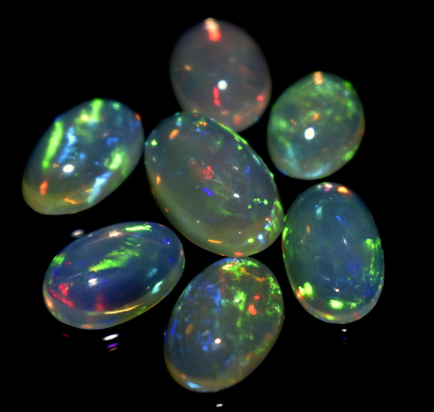 Opal, 100% Natural Ethiopian Opal, Oval Welo Fire Cabochon Gemstone Lot, 13.50 Carat, Size-13x7x5mm To 9x7x4mm, For Jewelry Making,