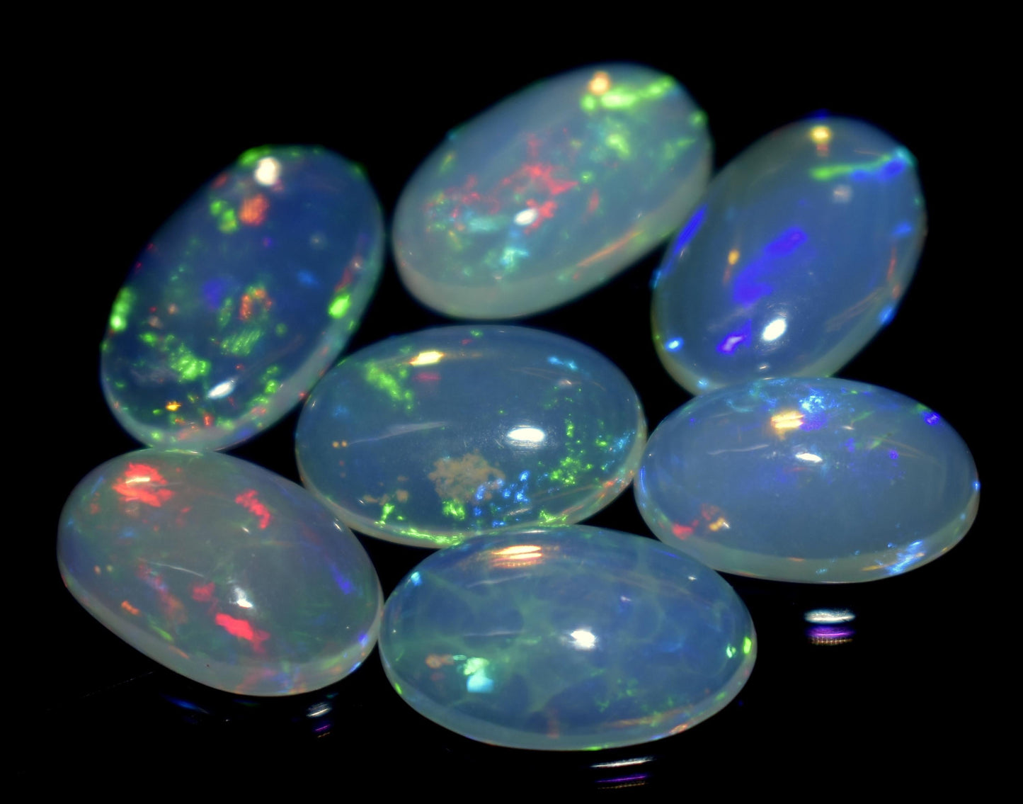 Genuine & 100% Natural Ethiopian Opal, Oval Welo Fire Cabochon Gemstone Lot, 12.75 Ct, Size-13x8x3mm To 11x7x5mm, For Jewelry Making, PC-7