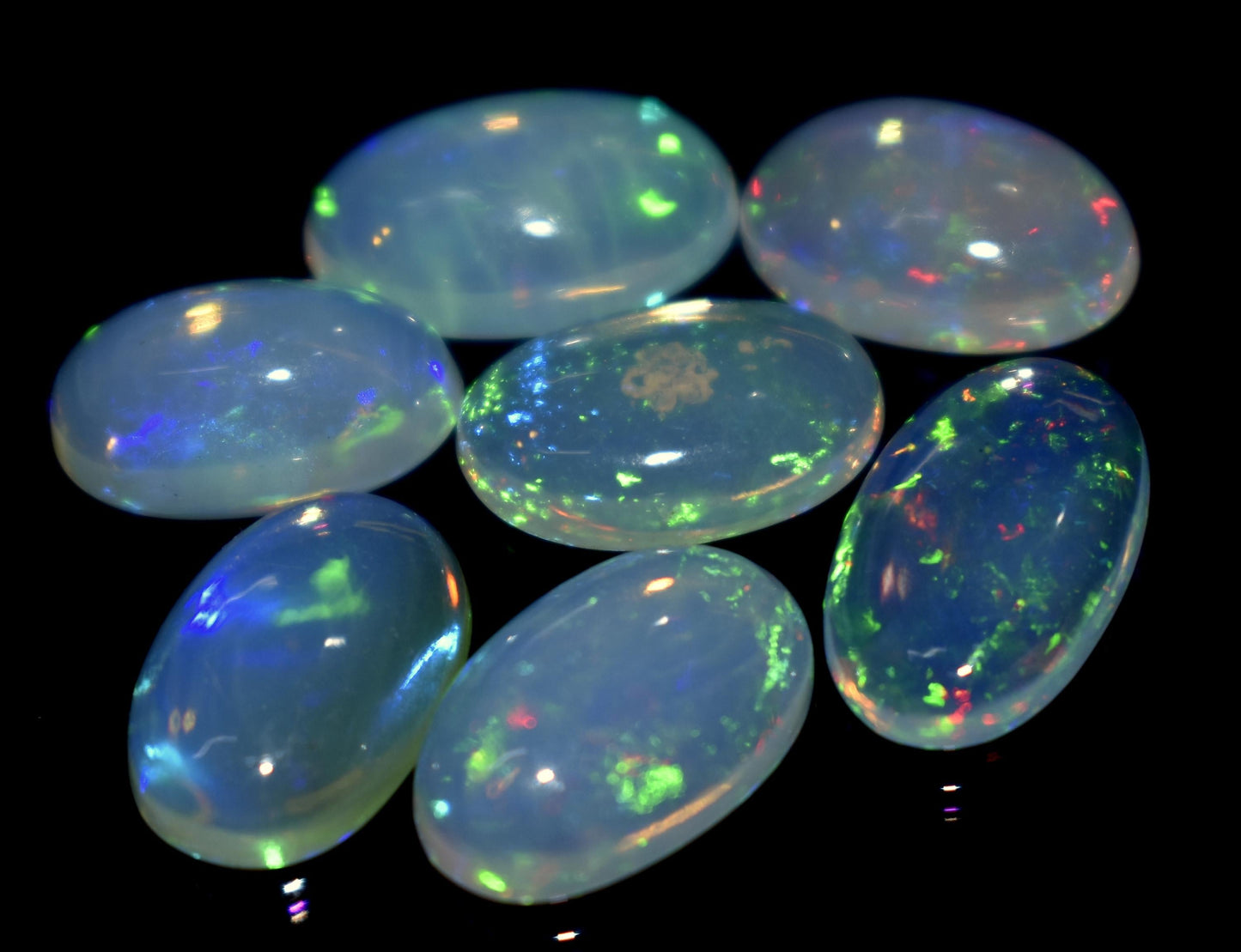 Genuine & 100% Natural Ethiopian Opal, Oval Welo Fire Cabochon Gemstone Lot, 12.75 Ct, Size-13x8x3mm To 11x7x5mm, For Jewelry Making, PC-7