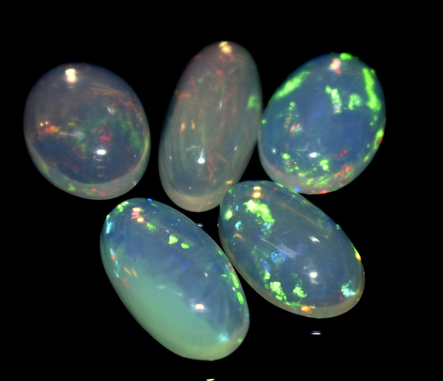 100% Natural Ethiopian Opal, Oval Welo Fire Cabochon Gemstone Lot, 11.20 Ct, Size-14x7x4.5mm To 11x9x4.5mm, For Jewelry Making, PC-5