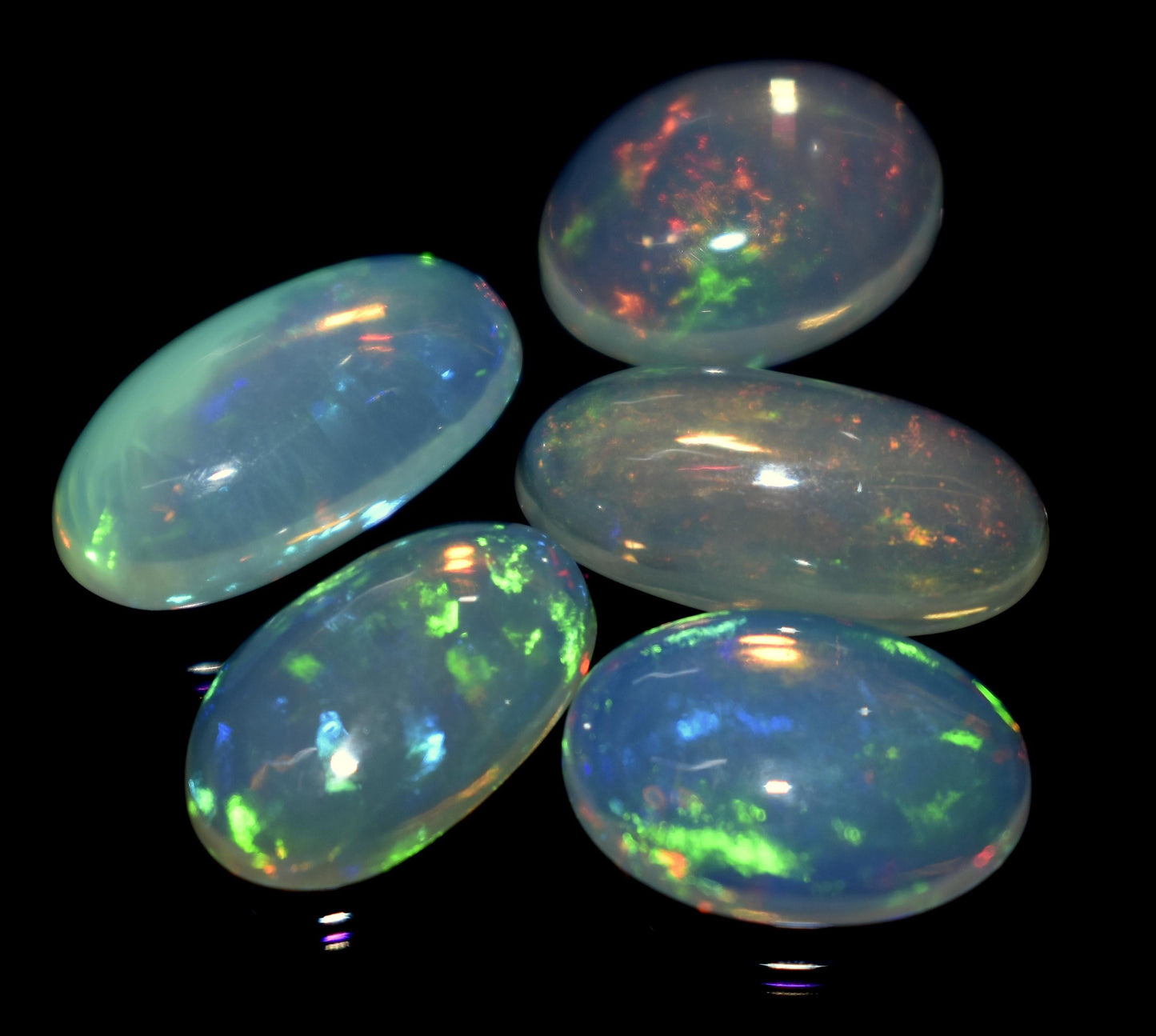 100% Natural Ethiopian Opal, Oval Welo Fire Cabochon Gemstone Lot, 11.20 Ct, Size-14x7x4.5mm To 11x9x4.5mm, For Jewelry Making, PC-5