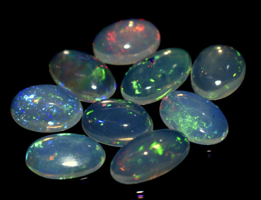 100% Natural Ethiopian Opal, Oval Welo Fire Cabochon Gemstone Lot, 13.15 Ct, Size-10x8x3mm To 10x8x3.5mm, For Jewelry Making, PC-9