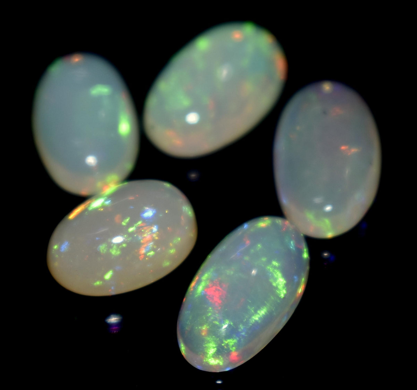 Opal, 100% Natural Ethiopian Opal, Oval Welo Fire Cabochon Gemstone Lot, 9.25 Ct, Size-13x7x3mm To 10x7x5mm, For Jewelry Making, PC-5