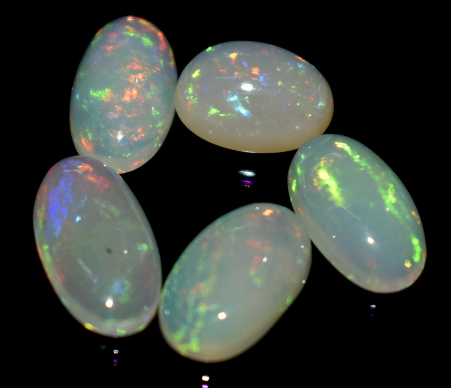 Opal, 100% Natural Ethiopian Opal, Oval Welo Fire Cabochon Gemstone Lot, 9.25 Ct, Size-13x7x3mm To 10x7x5mm, For Jewelry Making, PC-5