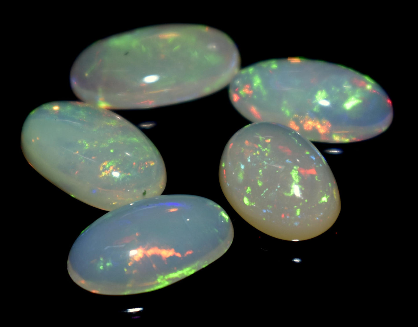 Opal, 100% Natural Ethiopian Opal, Oval Welo Fire Cabochon Gemstone Lot, 9.25 Ct, Size-13x7x3mm To 10x7x5mm, For Jewelry Making, PC-5