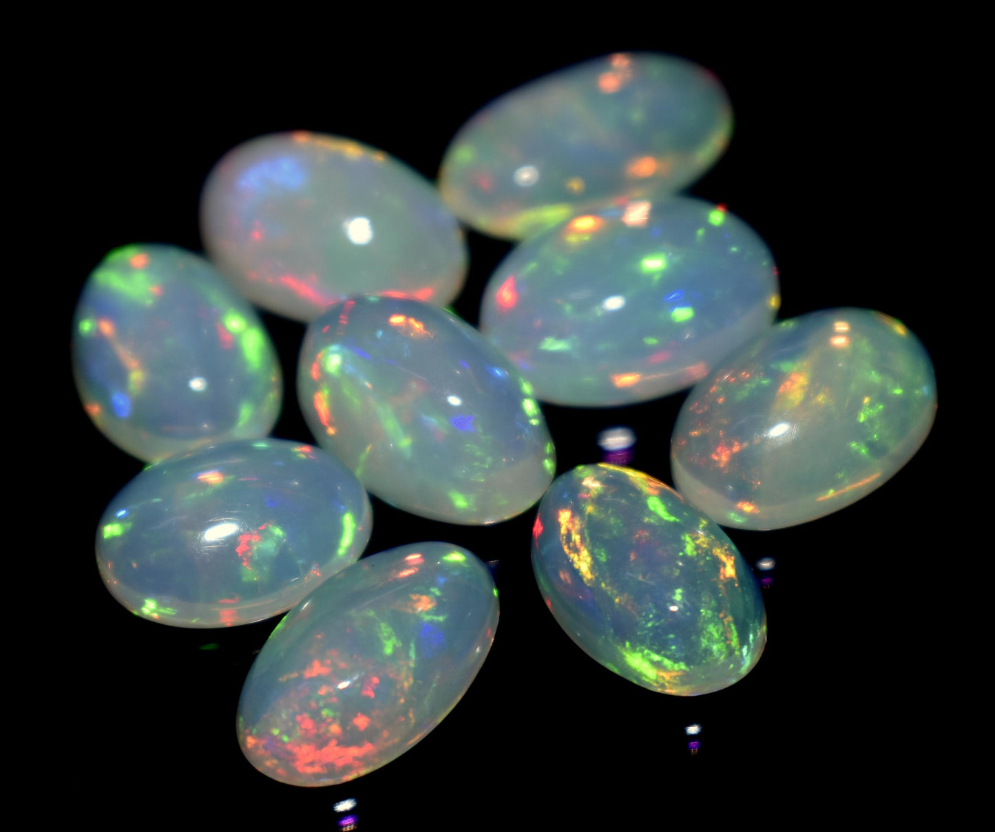 100% Natural Ethiopian Opal, Oval Welo Fire Cabochon Gemstone Lot, 17.00 Ct, Size-12x7x3.5mm To 10x7x3.5mm, For Jewelry Making, PC-9