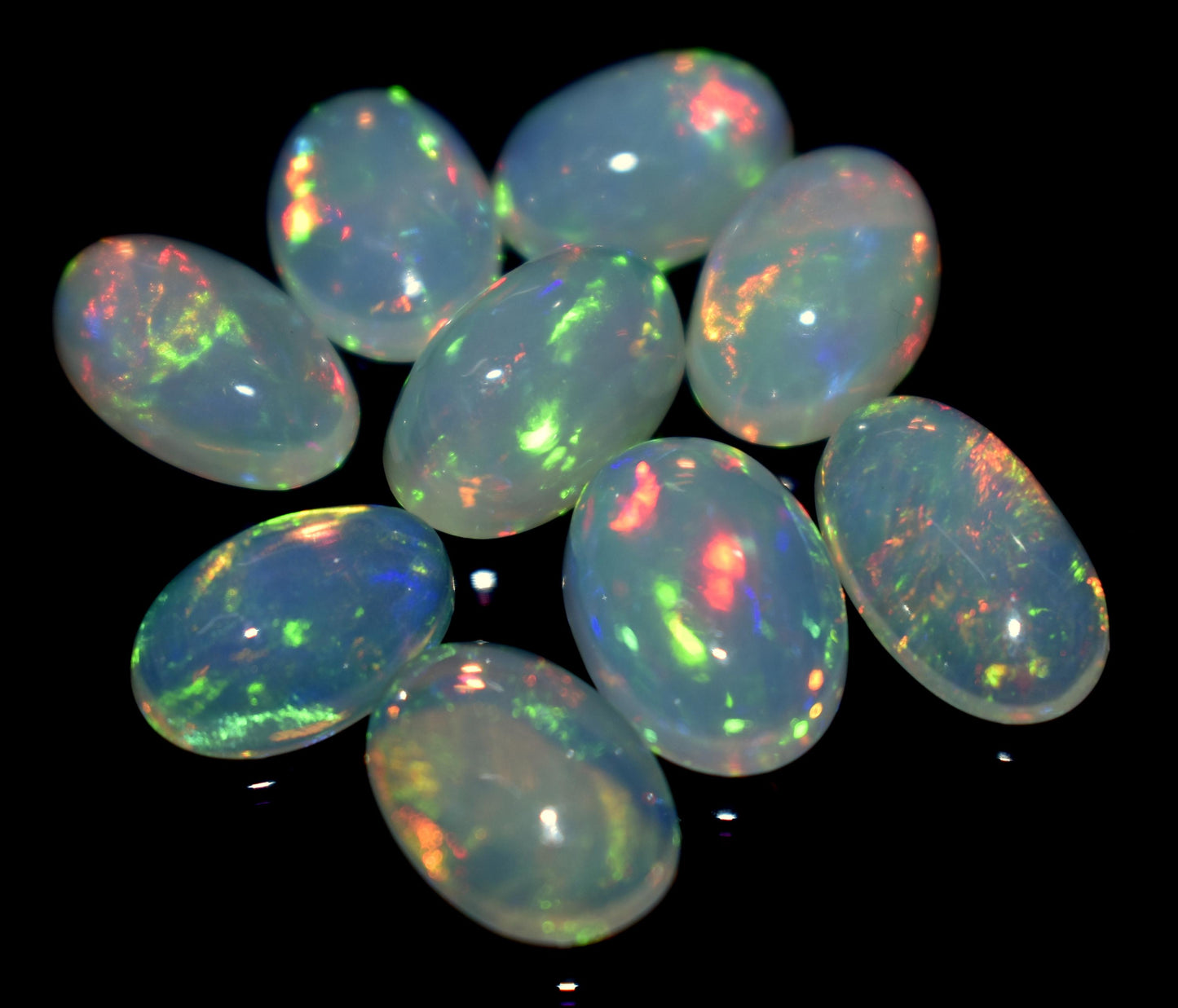 100% Natural Ethiopian Opal, Oval Welo Fire Cabochon Gemstone Lot, 17.00 Ct, Size-12x7x3.5mm To 10x7x3.5mm, For Jewelry Making, PC-9