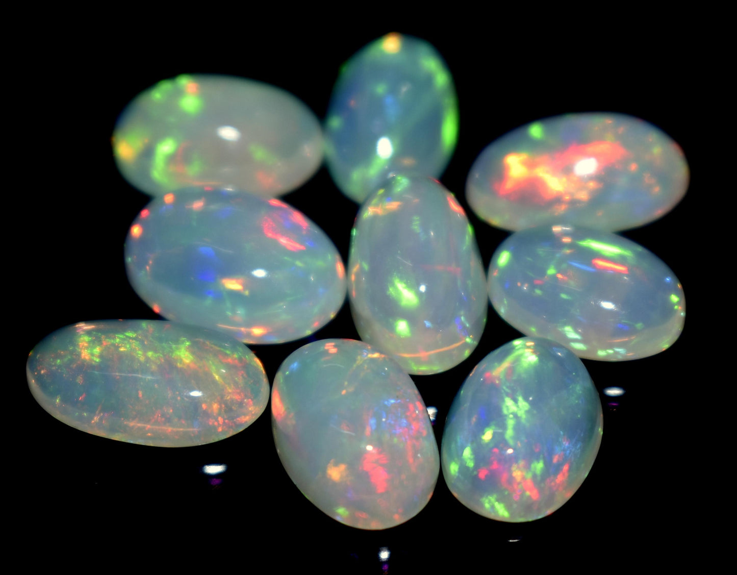 100% Natural Ethiopian Opal, Oval Welo Fire Cabochon Gemstone Lot, 17.00 Ct, Size-12x7x3.5mm To 10x7x3.5mm, For Jewelry Making, PC-9