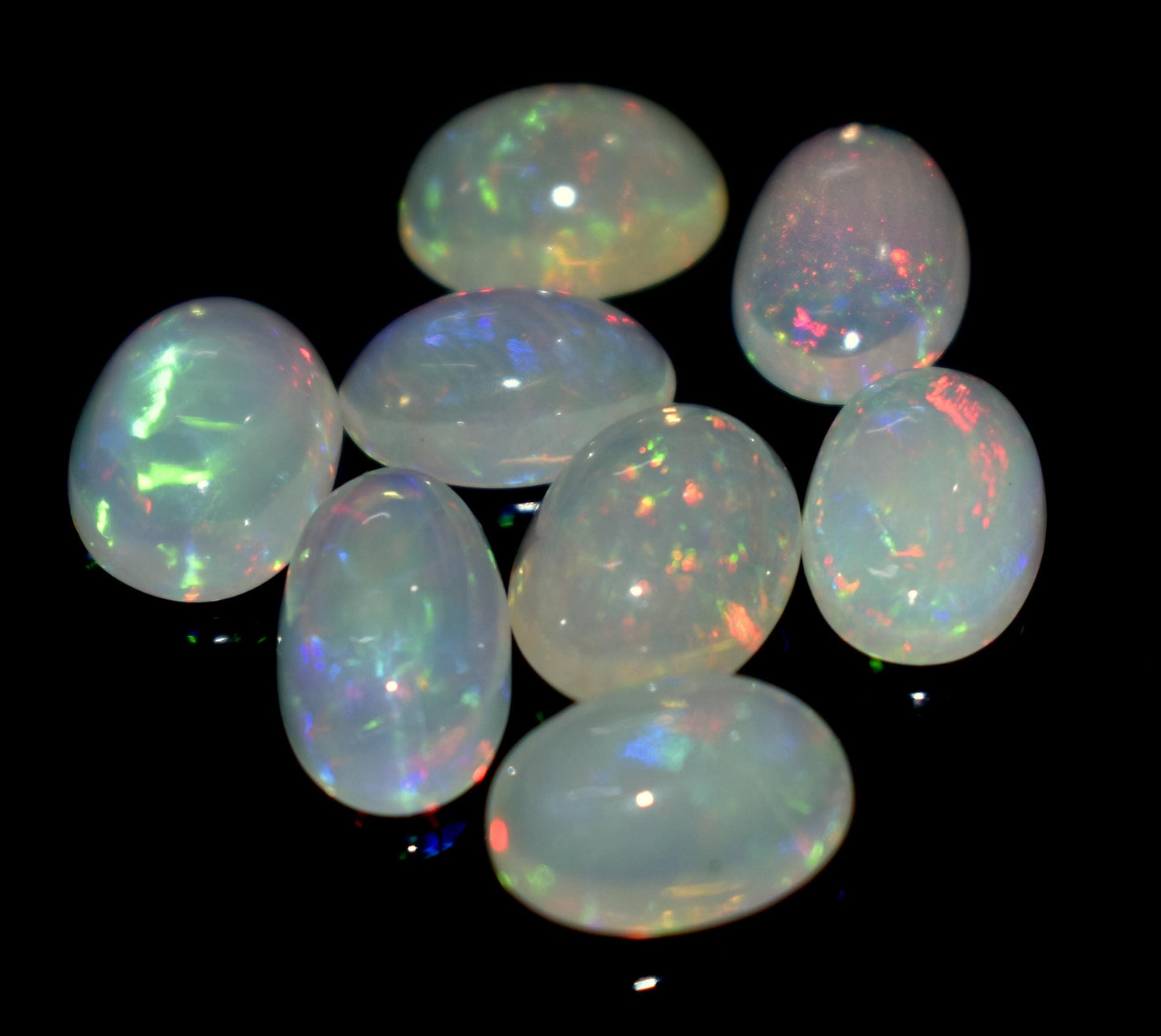 Opal, 100% Natural Ethiopian Opal, Oval Welo Fire Cabochon Gemstone Lot, 14.40 Ct, Size-12x7x5mm To 10x7x4mm, For Jewelry Making, PC-8