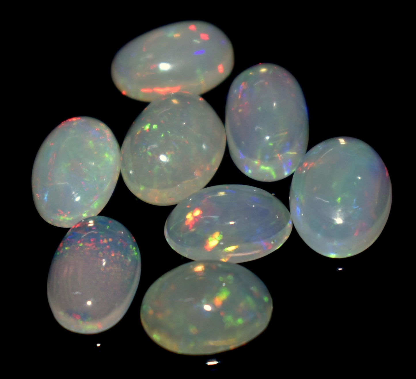 Opal, 100% Natural Ethiopian Opal, Oval Welo Fire Cabochon Gemstone Lot, 14.40 Ct, Size-12x7x5mm To 10x7x4mm, For Jewelry Making, PC-8