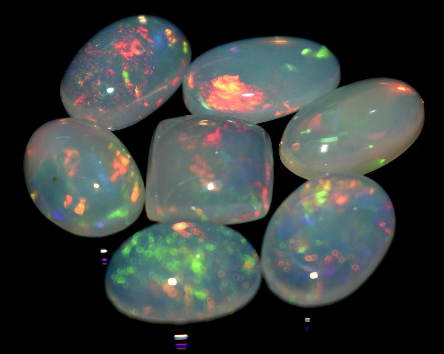 Opal, 100% Natural Ethiopian Opal, Mix Welo Fire Cabochon Gemstone Lot, 11.30 Ct, Size-11x7x4mm To 10x7x4mm, For Jewelry Making, PC-7