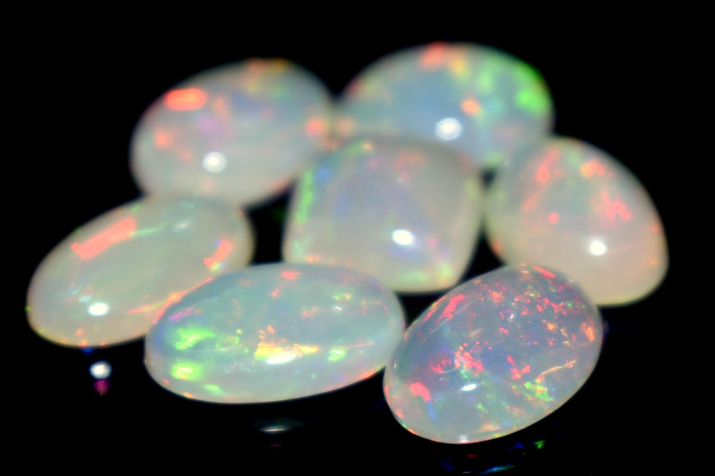 Opal, 100% Natural Ethiopian Opal, Mix Welo Fire Cabochon Gemstone Lot, 11.30 Ct, Size-11x7x4mm To 10x7x4mm, For Jewelry Making, PC-7