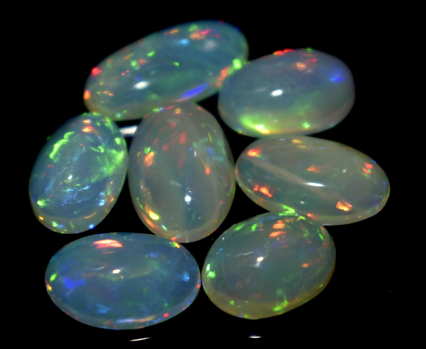 100% Natural Ethiopian Opal, Oval Welo Fire Cabochon Gemstone Lot, 13.00 Ct, Size-14x6x3mm To 10x7x4.5mm, For Jewelry Making, PC-7