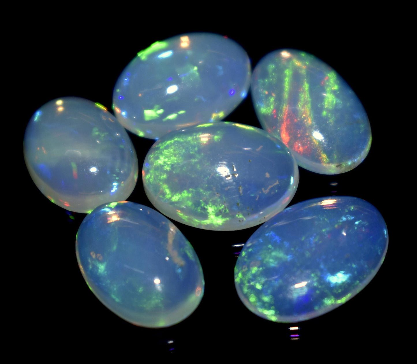 Genuine & 100% Natural Ethiopian Opal, Oval Welo Fire Cabochon Gemstone Lot, 10.70 Ct, Size-12x8x2.5mm To 10x8x4mm, For Jewelry Making, PC-6