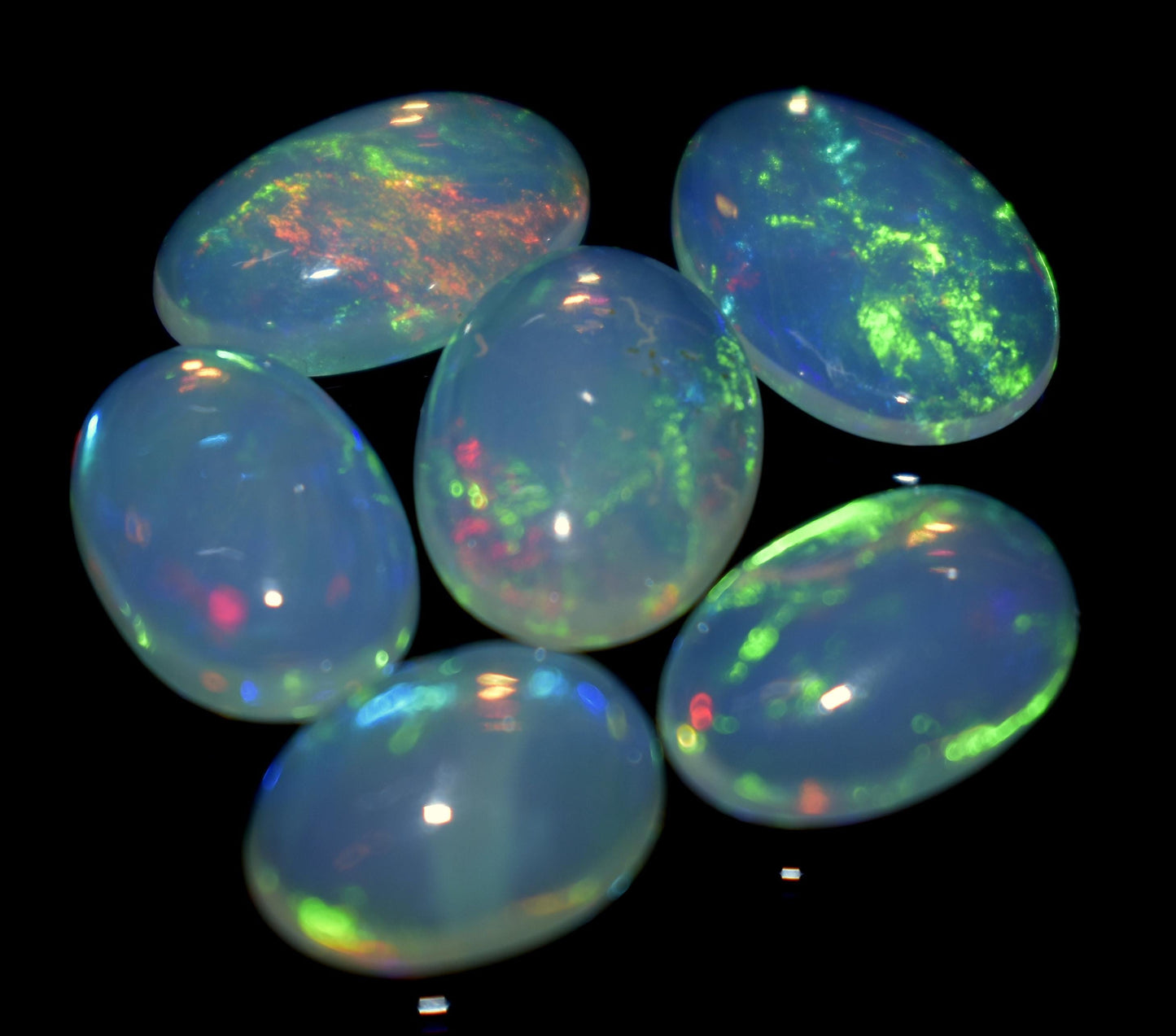 Genuine & 100% Natural Ethiopian Opal, Oval Welo Fire Cabochon Gemstone Lot, 10.70 Ct, Size-12x8x2.5mm To 10x8x4mm, For Jewelry Making, PC-6