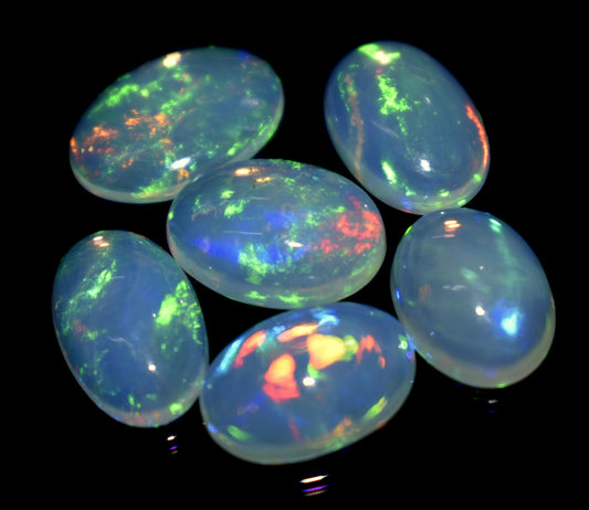 Genuine & 100% Natural Ethiopian Opal, Oval Welo Fire Cabochon Gemstone Lot, 10.70 Ct, Size-12x8x2.5mm To 10x8x4mm, For Jewelry Making, PC-6