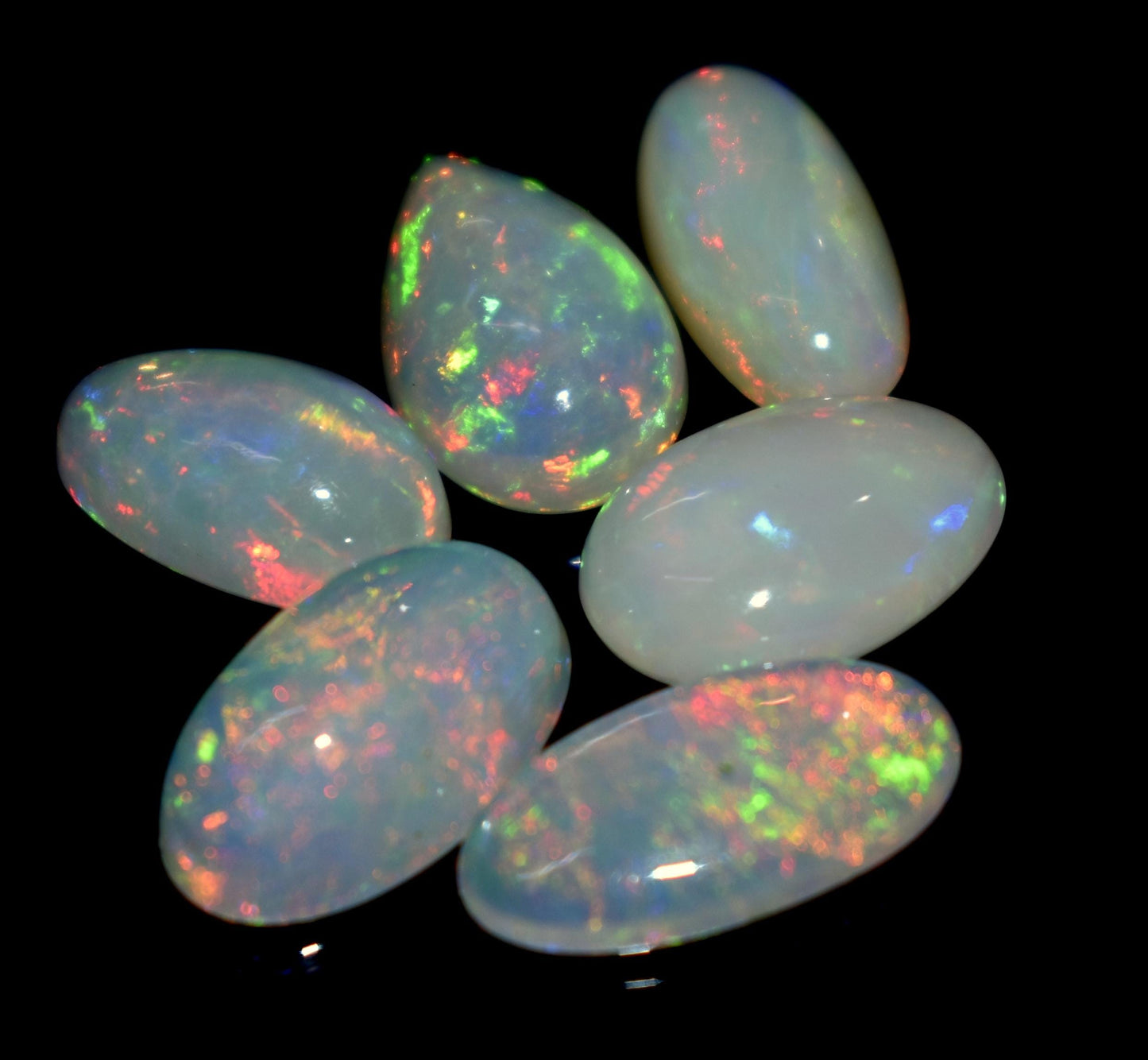 Opal, 100% Natural Ethiopian Opal, Mix Welo Fire Cabochon Gemstone Lot, 12.30 Ct, Size-14x7x3mm To 12x7x4mm, For Jewelry Making, PC-6