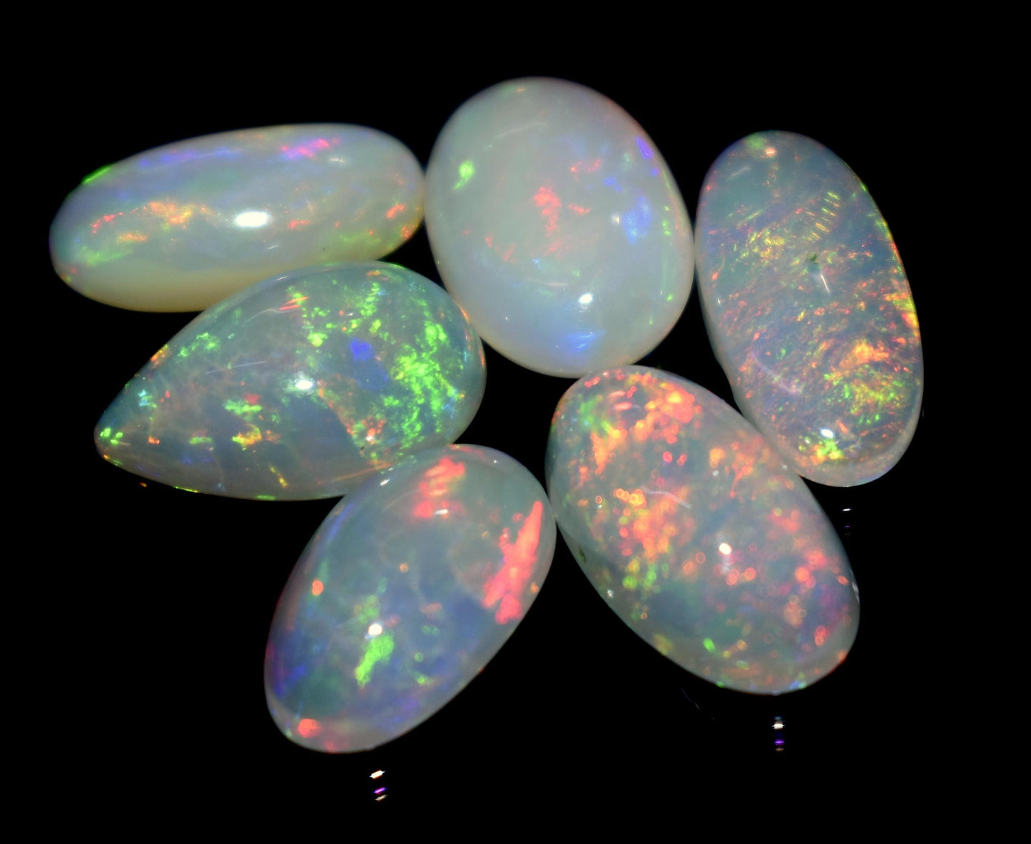 Opal, 100% Natural Ethiopian Opal, Mix Welo Fire Cabochon Gemstone Lot, 12.30 Ct, Size-14x7x3mm To 12x7x4mm, For Jewelry Making, PC-6