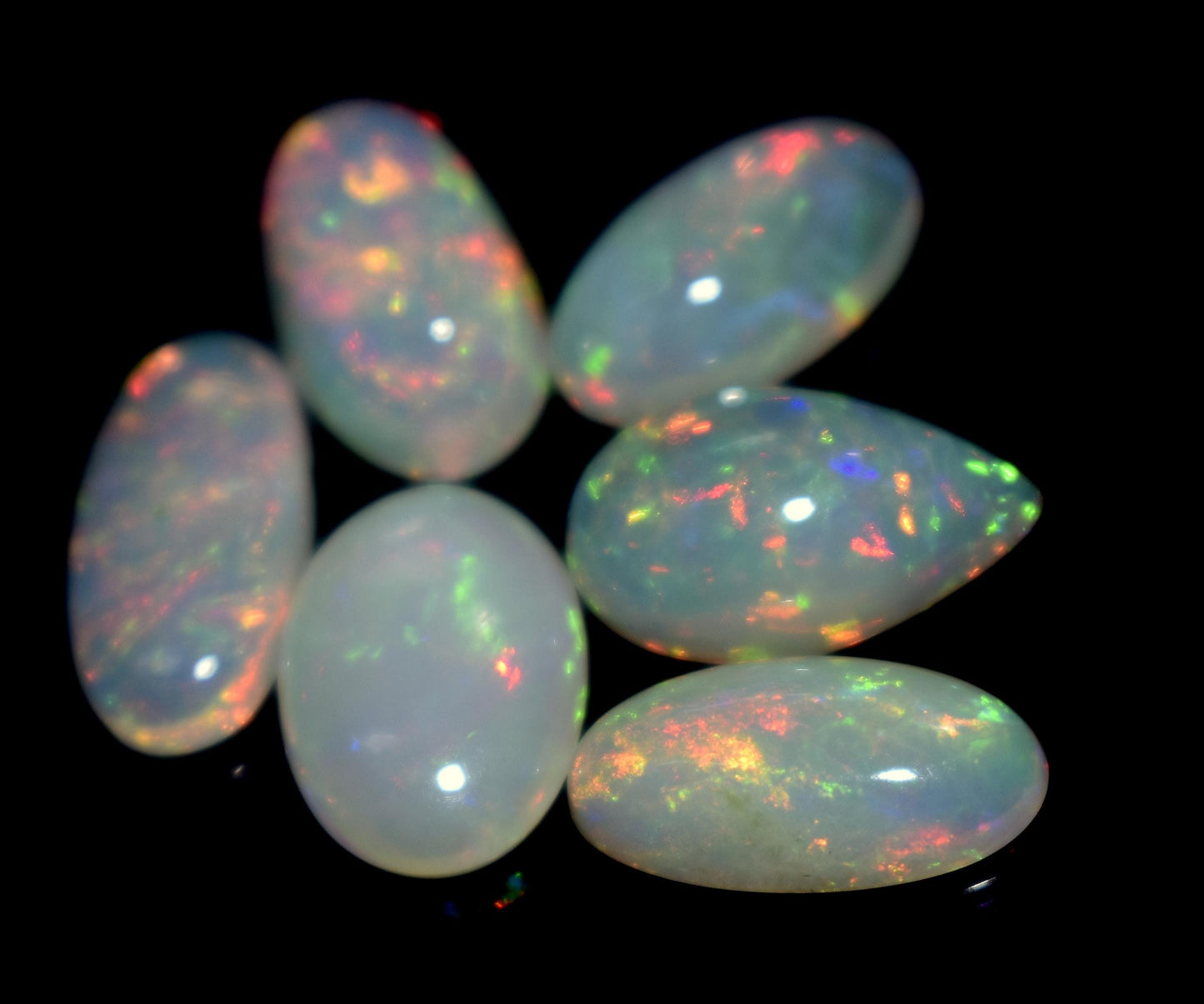 Opal, 100% Natural Ethiopian Opal, Mix Welo Fire Cabochon Gemstone Lot, 12.30 Ct, Size-14x7x3mm To 12x7x4mm, For Jewelry Making, PC-6