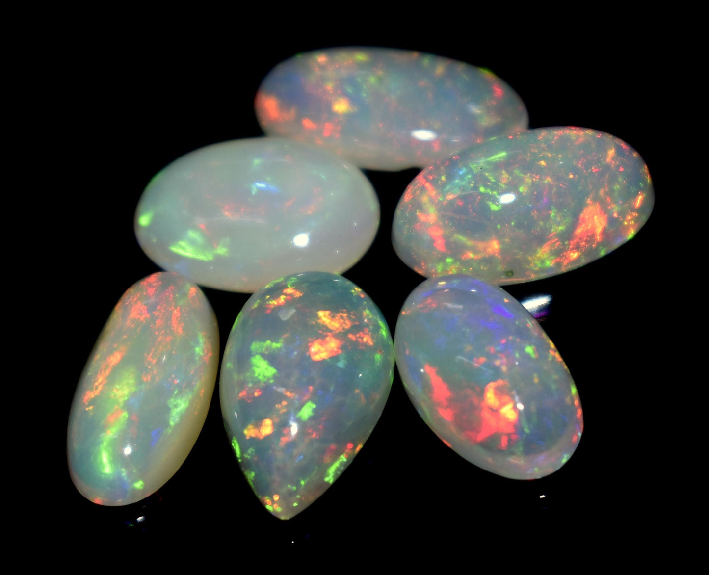 Opal, 100% Natural Ethiopian Opal, Mix Welo Fire Cabochon Gemstone Lot, 12.30 Ct, Size-14x7x3mm To 12x7x4mm, For Jewelry Making, PC-6