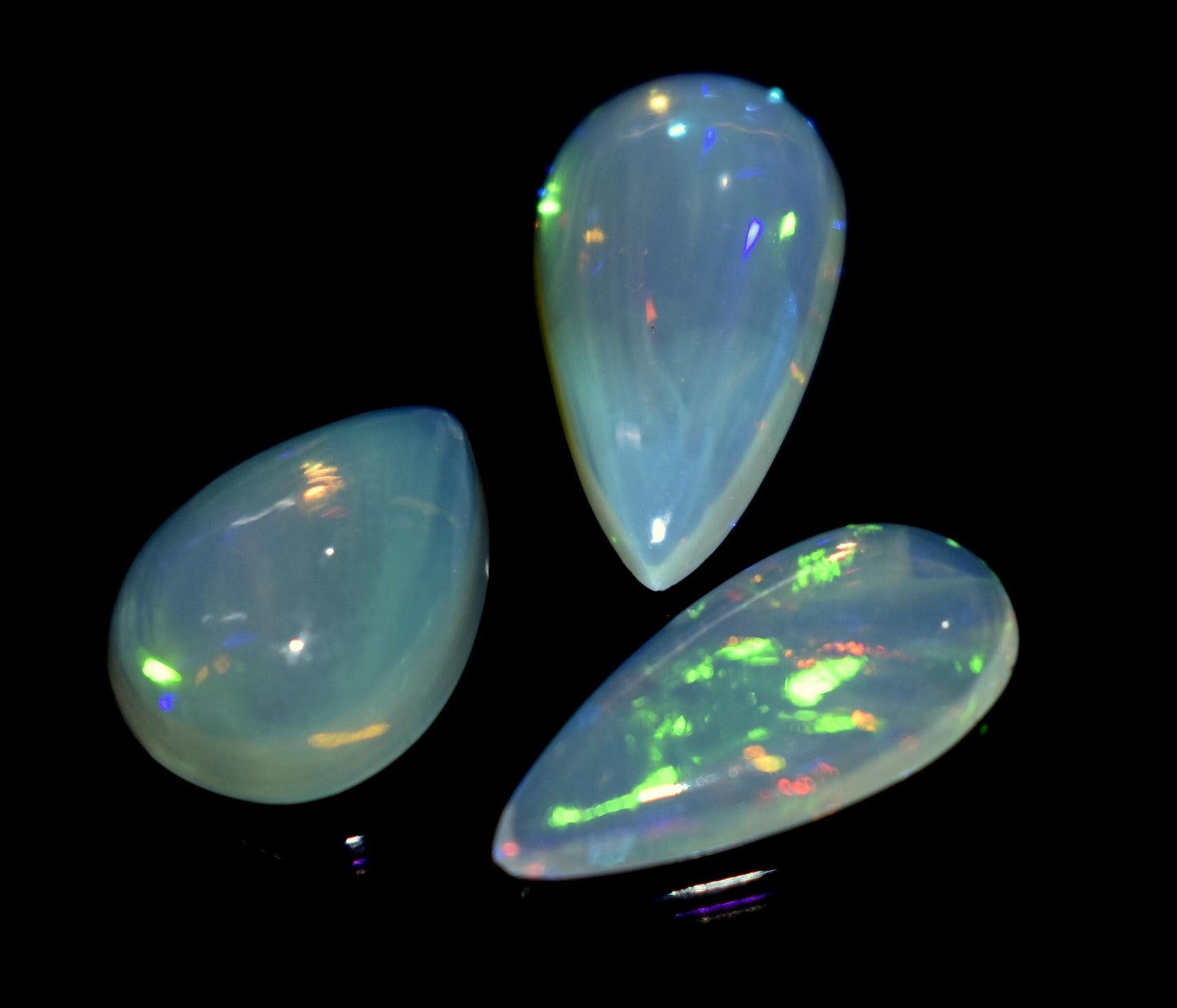 Opal, 100% Natural Ethiopian Opal, Pear Welo Fire Cabochon Gemstone Lot, 6.60 Ct, Size-16x8x4mm To 12x9x5mm, For Jewelry Making, PC-3