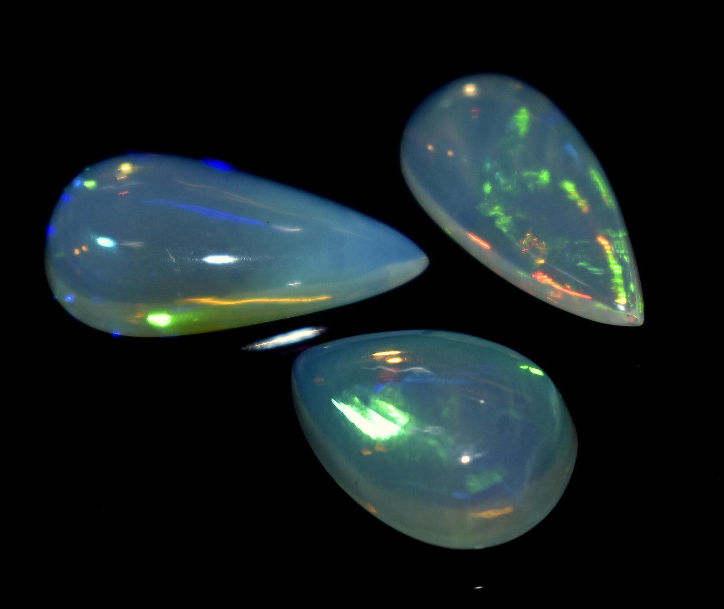 Opal, 100% Natural Ethiopian Opal, Pear Welo Fire Cabochon Gemstone Lot, 6.60 Ct, Size-16x8x4mm To 12x9x5mm, For Jewelry Making, PC-3