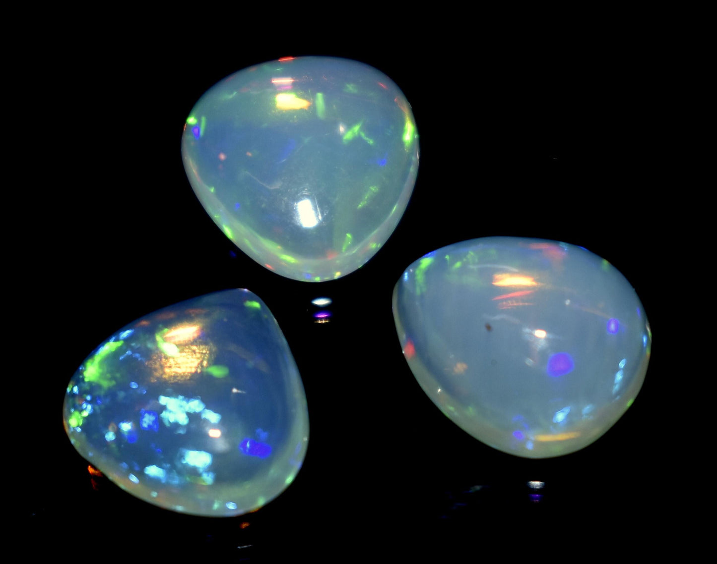 Opal, 100% Natural Ethiopian Opal, Heart Shape Welo Fire Cabochon Gemstone Lot, 4.80 Ct, Size-10x8x5mm To 9x9x3.5mm, For Jewelry Making,