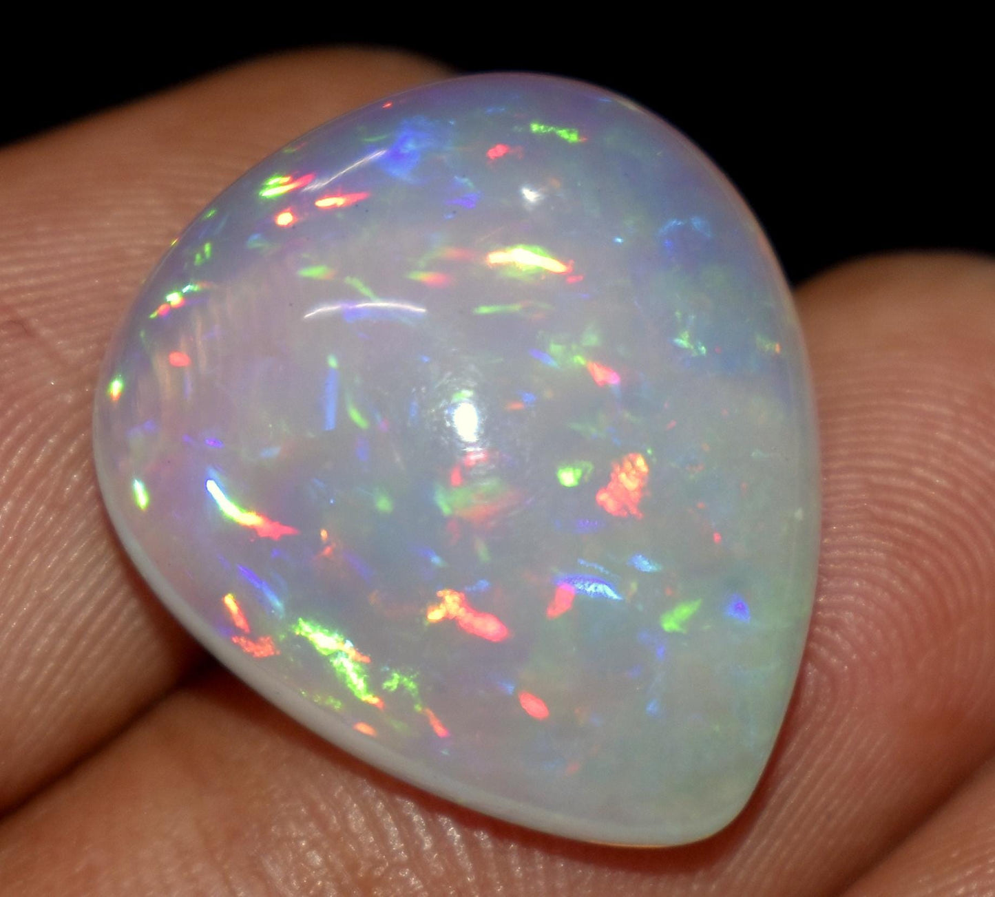 Opal, 100% Natural Ethiopian Opal, Pear Welo Fire Cabochon Loose Gemstone, 16.55 Carat, Size-16x21x9mm, Multi Fire Opal, For Jewelry