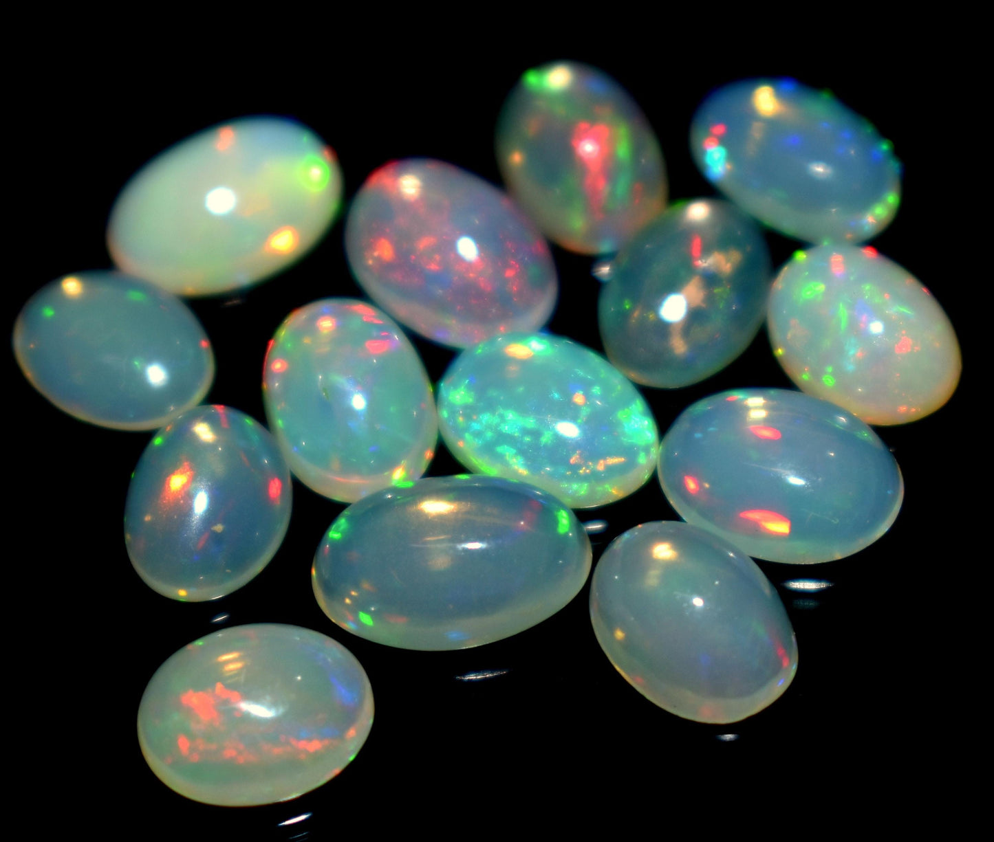 Opal, 100% Natural Ethiopian Opal, Oval Welo Fire Cabochon Gemstone Lot, 7.50 Carat, Size-5x7x3mm To 6x9x4mm, For Jewelry Making, PC-14