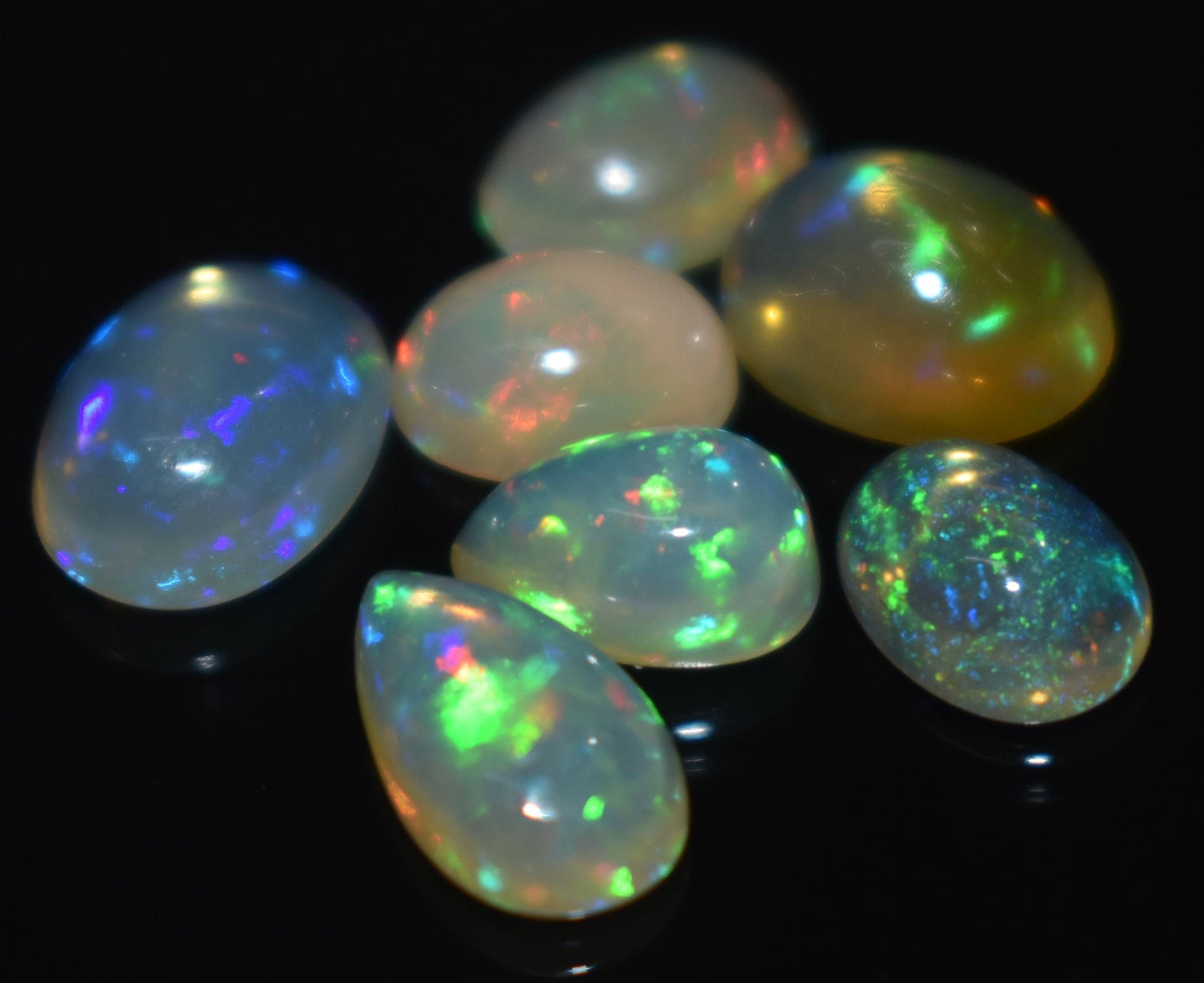 100% Natural Ethiopian Opal, Oval Welo Fire Cabochon Gemstone Lot, 4.70 Carat, Size-5.5x7.5x3.5mm To 7x9x4mm, For Jewelry Making, PC-7