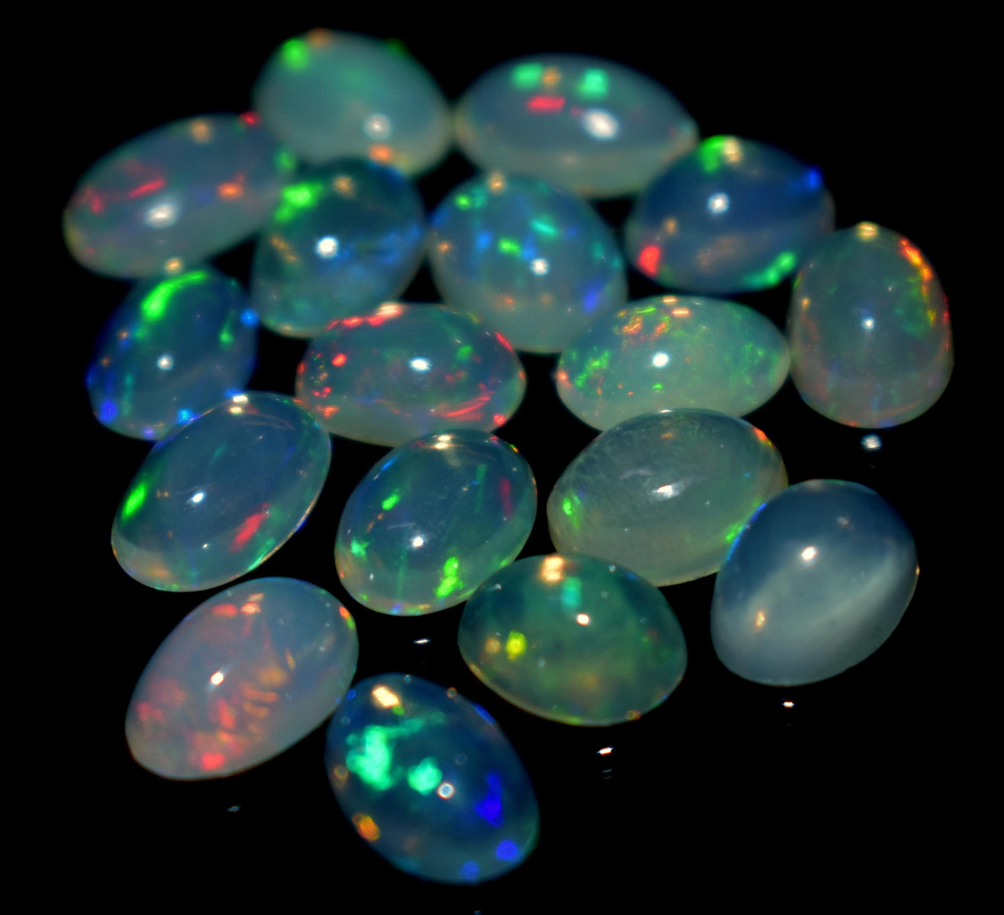 Genuine & 100% Natural Ethiopian Opal, Oval Welo Fire Cabochon Gemstone Lot, 9.15 Carat, Size-5.5x7x4mm To 5.5x8x3mm, For Jewelry Making,