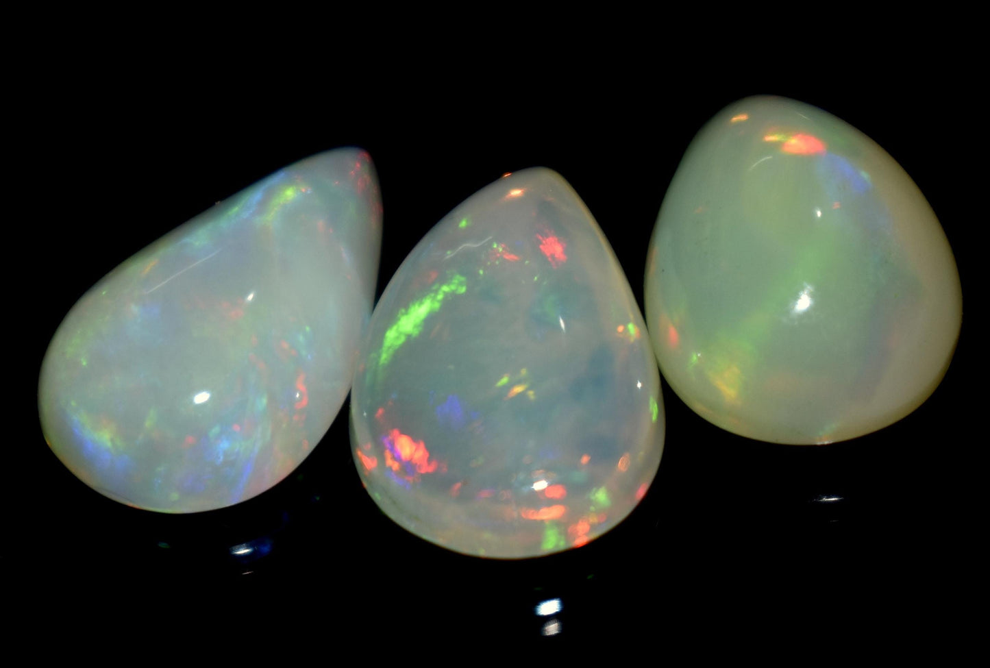 Opal, 100% Natural Ethiopian Opal, Pear Welo Fire Cabochon Gemstone Lot, 8.50 Carat, Size-14.5x9x4.5mm To 13x9.5x5.5mm, For Jewelry Making,