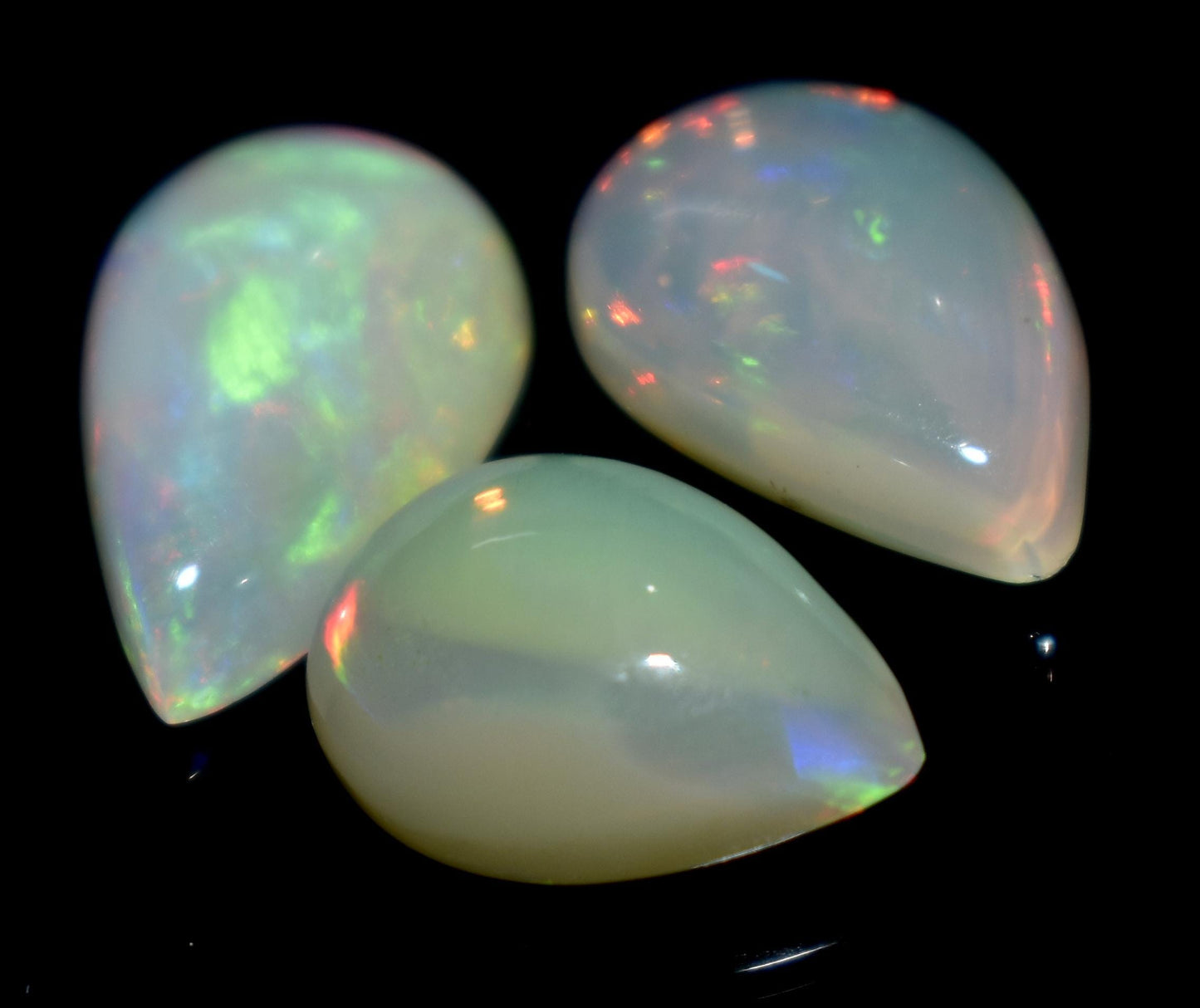 Opal, 100% Natural Ethiopian Opal, Pear Welo Fire Cabochon Gemstone Lot, 8.50 Carat, Size-14.5x9x4.5mm To 13x9.5x5.5mm, For Jewelry Making,