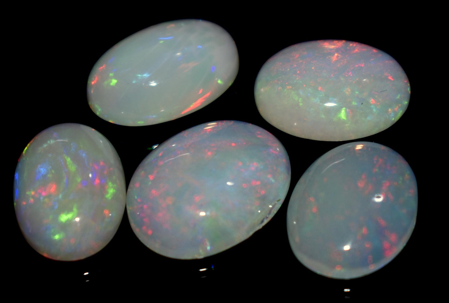 Opal, 100% Natural Ethiopian Opal, Oval Welo Fire Cabochon Gemstone Lot, 15.50 Ct, Size-15x12x4mm To 13x9.5x4.5mm, Opal For Jewelry Making,