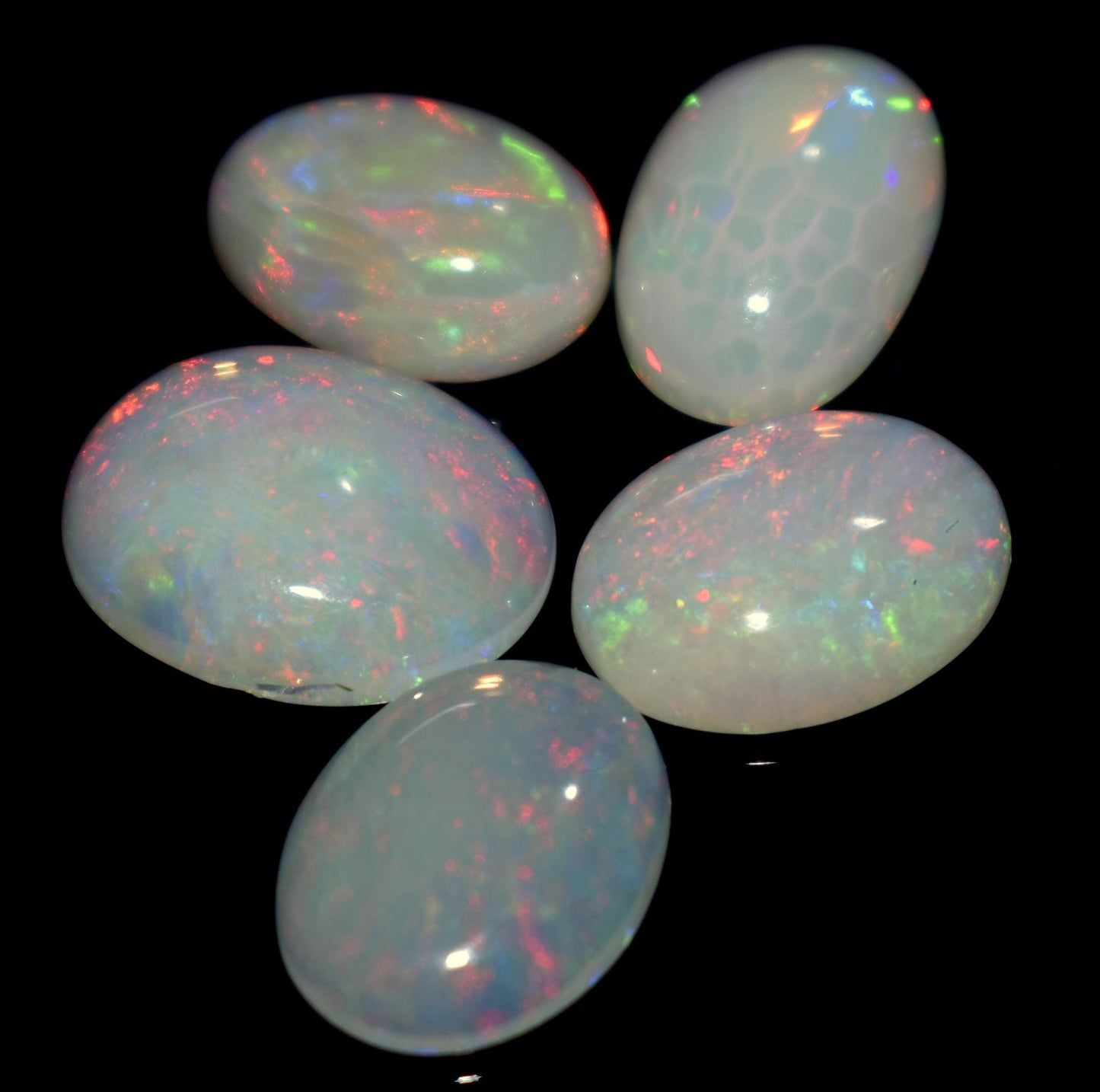 Opal, 100% Natural Ethiopian Opal, Oval Welo Fire Cabochon Gemstone Lot, 15.50 Ct, Size-15x12x4mm To 13x9.5x4.5mm, Opal For Jewelry Making,