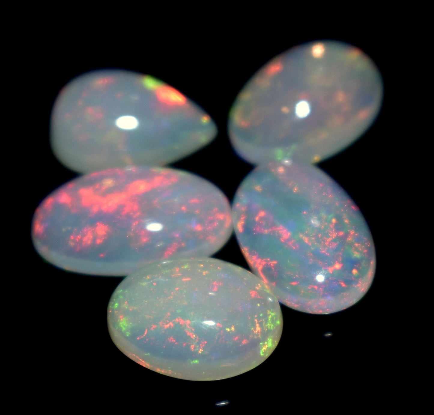 100% Natural Ethiopian Opal, Mix Shape Welo Fire Cabochon Gemstone Lot, 13.45 Ct, Size-14.5x8.5x4mm To 12.5x8.5x5mm, Opal For Jewelry Making