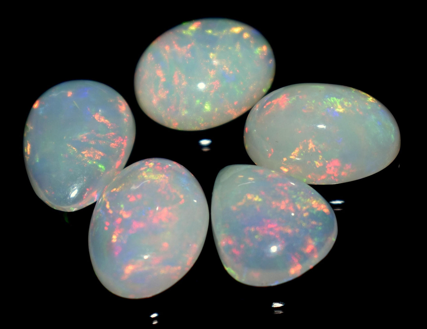 100% Natural Ethiopian Opal, Mix Shape Welo Fire Cabochon Gemstone Lot, 14.10 Ct, Size-13x10.5x4mm To 12x10x4.5mm, Opal For Jewelry Making