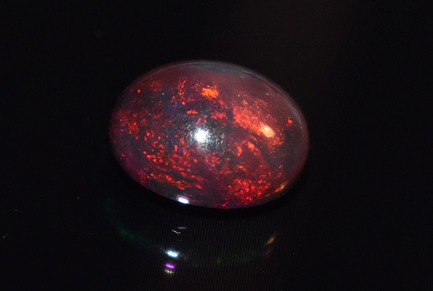 100% Natural Black Opal, Ethiopian Welo Fire Opal, Oval Cabochon Loose Gemstone, 2.95 Carat, Size-9x11x6mm, For Jewelry Making,