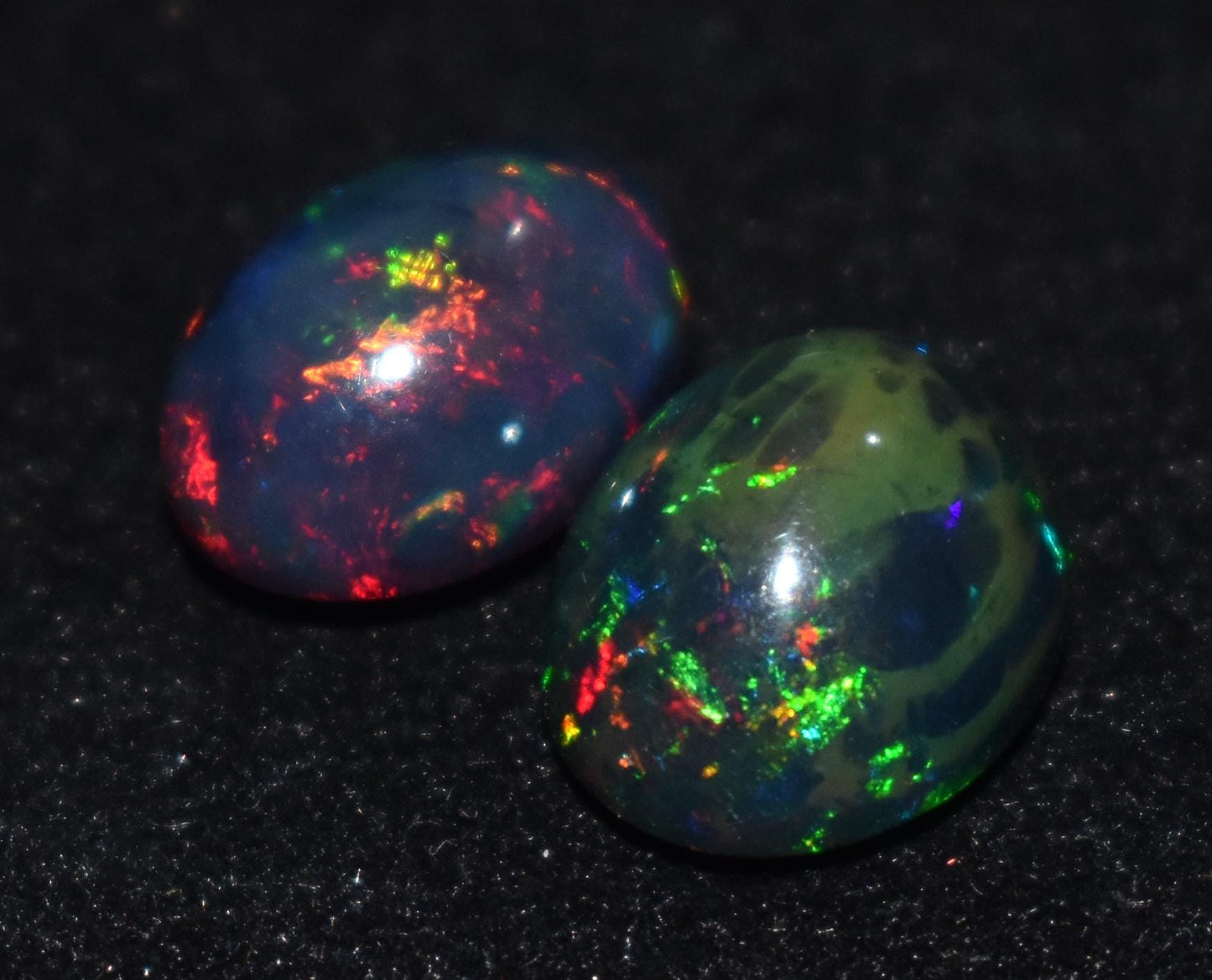 AAA++ Natural Black Opal, Ethiopian Opal Welo Black Opal, Oval Cabochon Gemstone Lot, 8.10 Carat, Size-13x9.5x7.5mm To 11x13.5x7.5mm,