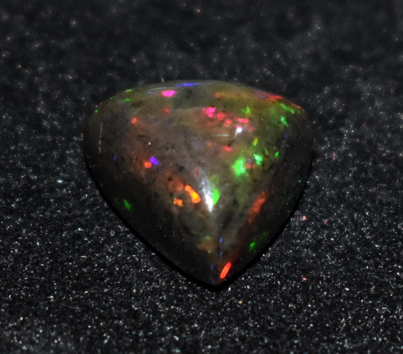 AAA++ Natural Black Opal, Ethiopian Welo Black Opal, Trillion Cabochon Loose Gemstone, 5.50 Carat, Size-12.5x12.5x7.5mm, For Jewelry Making