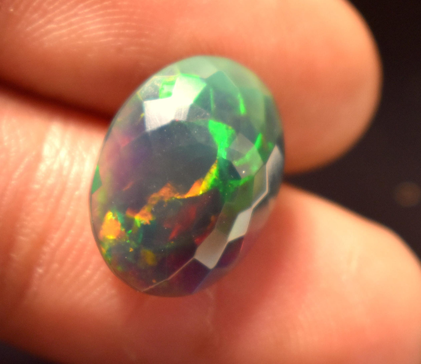 100% Natural Black Ethiopian Opal, Oval Faceted Loose Gemstone, 3.60 Carat, Size-15.5x11.5x5.5mm, For Jewelry Making, Gift For Her,