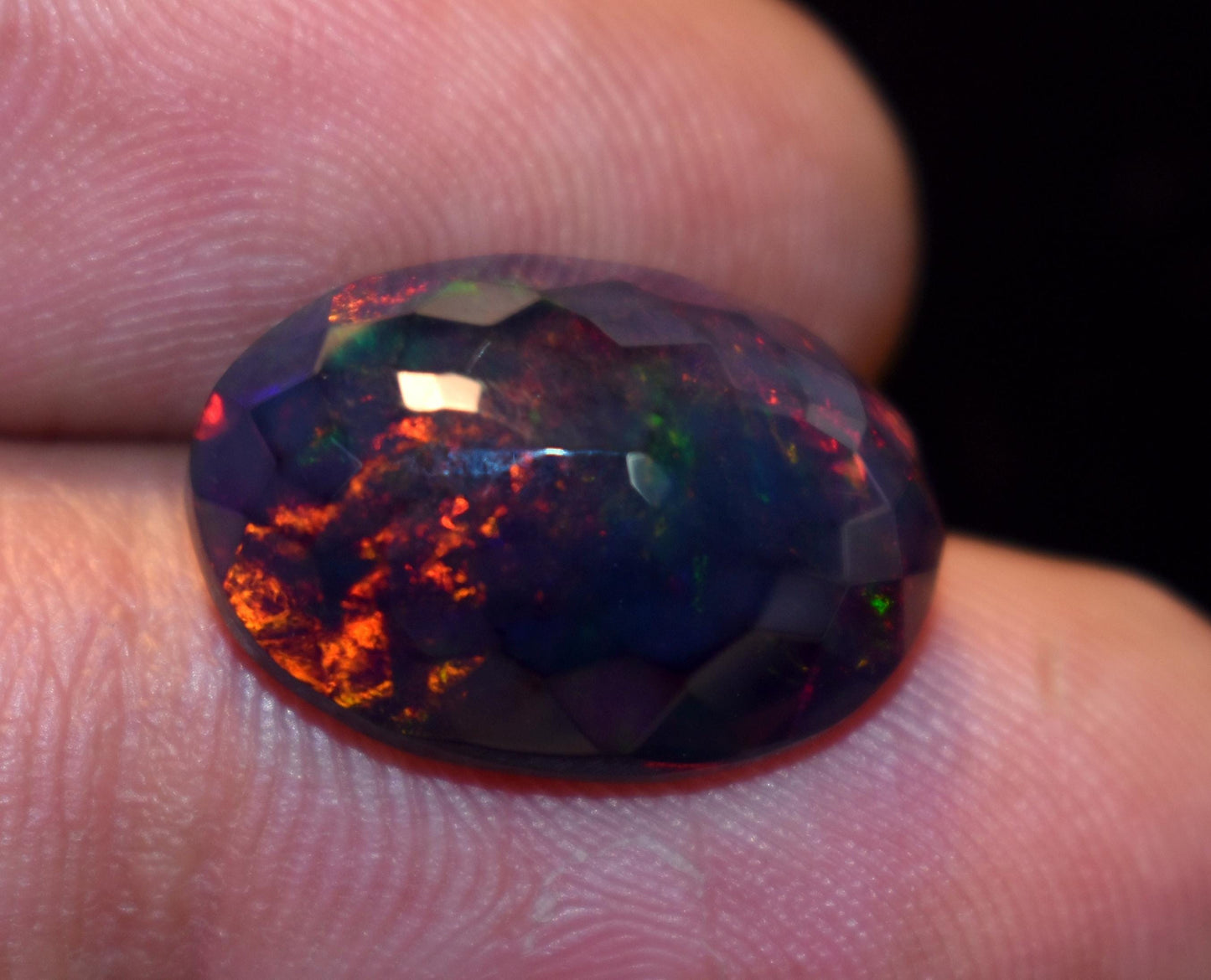 Genuine & Natural Black Ethiopian Opal, Oval Faceted Loose Gemstone, 5.15 Carat, Size-17x12x6mm, For Jewelry Making, Gift For Her,