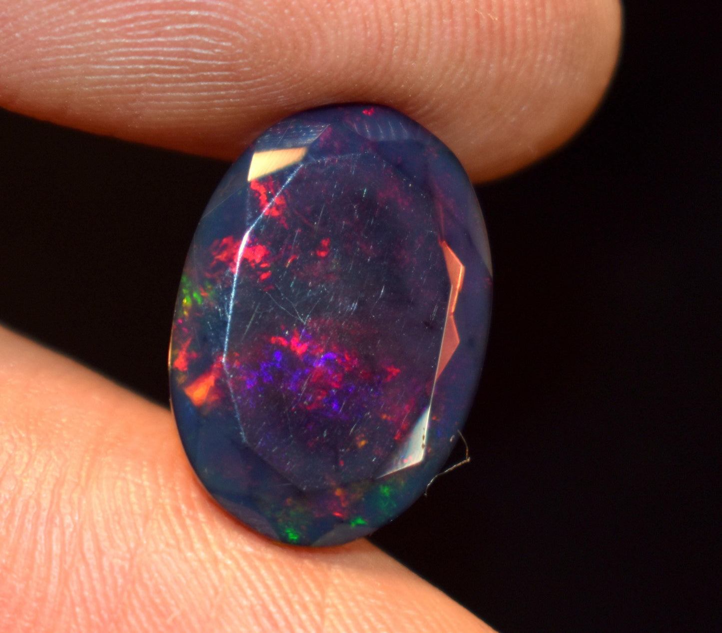 Genuine & Natural Black Ethiopian Opal, Oval Faceted Loose Gemstone, 5.15 Carat, Size-17x12x6mm, For Jewelry Making, Gift For Her,