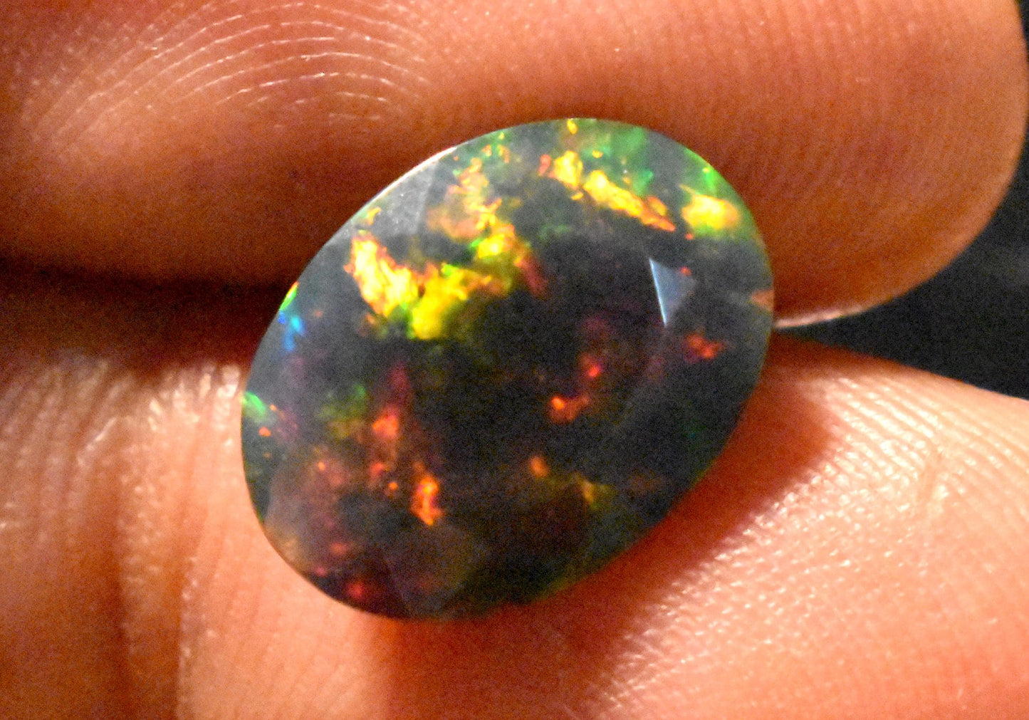 Opal, Natural Black Ethiopian Opal, Oval Faceted Loose Gemstone, 2.80 Carat, Size-14x10.5x4.5mm, For Jewelry Making, Gift For Her,