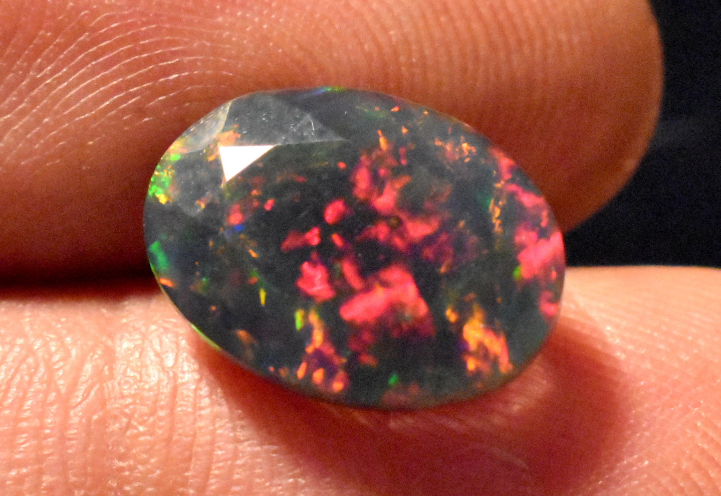 Opal, Natural Black Ethiopian Opal, Oval Faceted Loose Gemstone, 2.80 Carat, Size-14x10.5x4.5mm, For Jewelry Making, Gift For Her,