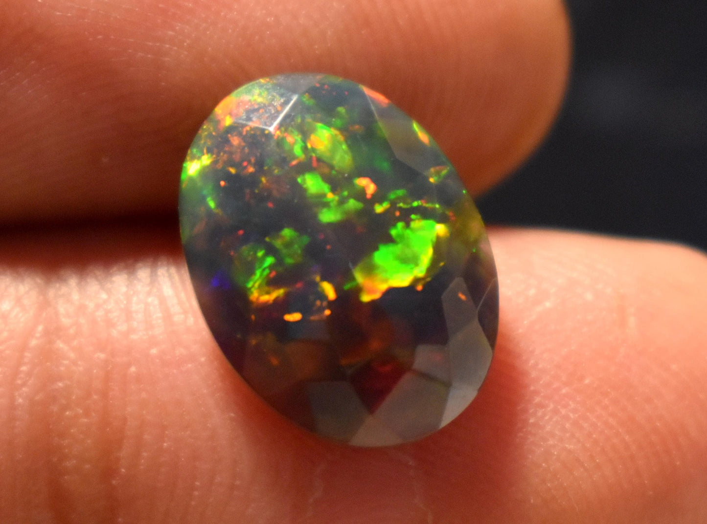 Opal, Natural Black Ethiopian Opal, Oval Faceted Loose Gemstone, 2.80 Carat, Size-14x10.5x4.5mm, For Jewelry Making, Gift For Her,