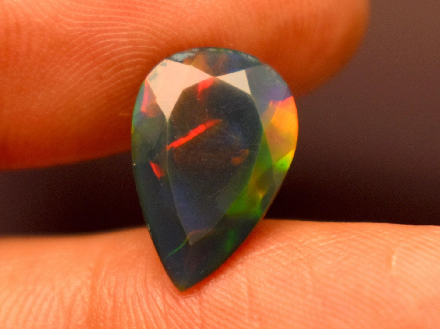 Natural Black Ethiopian Opal, Pear Faceted Loose Gemstone, 3.65 Carat, Size-16x10x5.5mm, For Jewelry Making, Gift For Her,