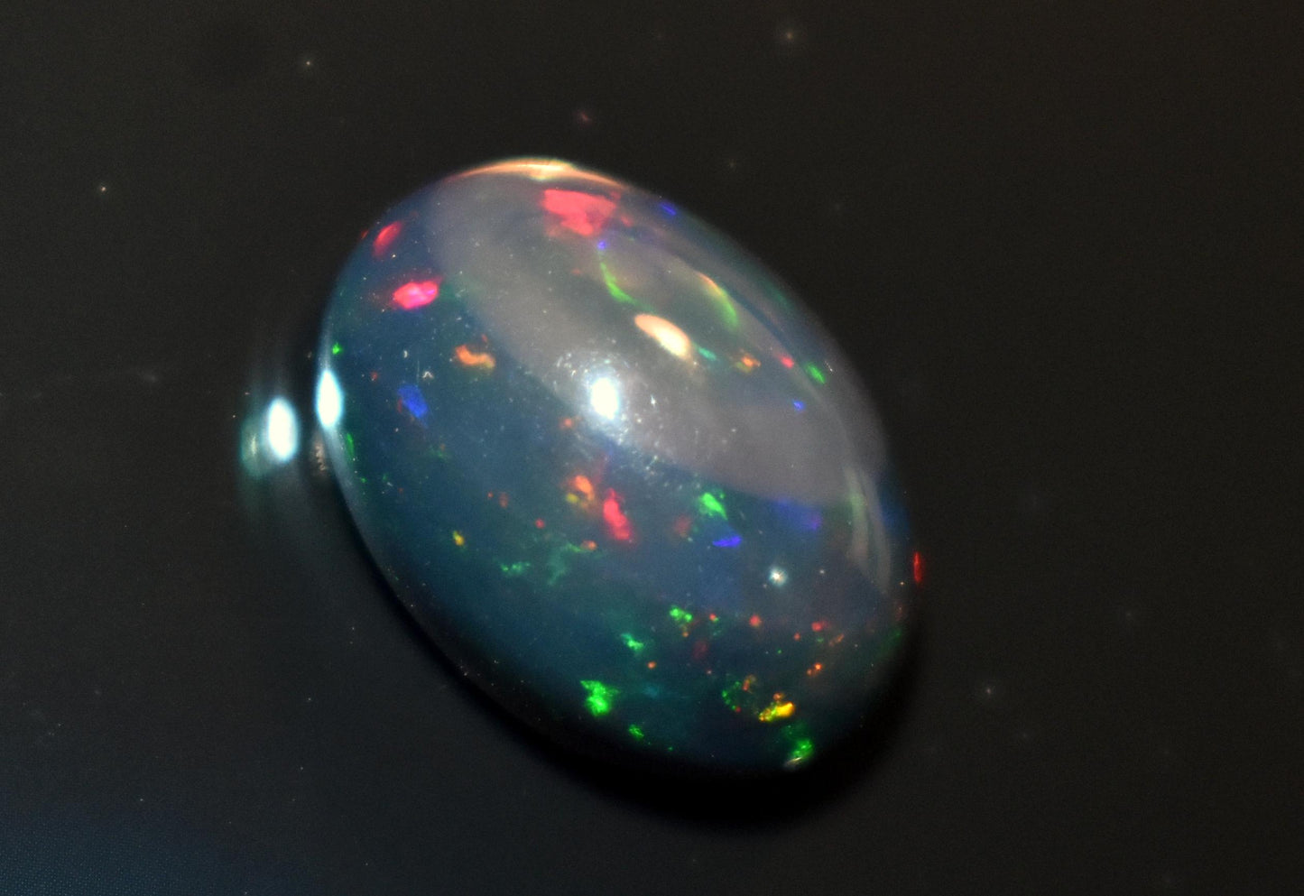 Natural Black Ethiopian Opal, Welo Fire Oval Smooth Cabochon Loose Gemstone, 4.00 Carat, Size-10x14x6.5mm, For Jewelry Making, Gift For Her