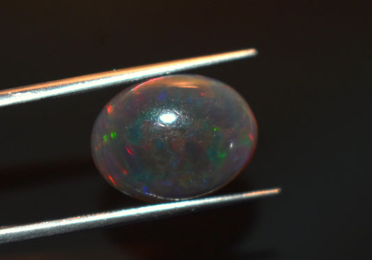 Natural Black Ethiopian Opal, Welo Fire Oval Smooth Cabochon Loose Gemstone, 5.10 Crt, Size-11.5x15x5.5mm, For Jewelry Making, Gift For Her